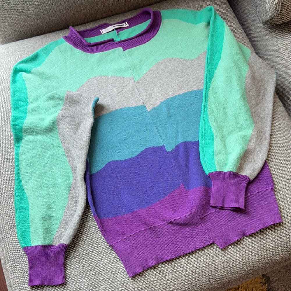 Purplemaroon Multi-color Asymmetric Cotton Sweater
